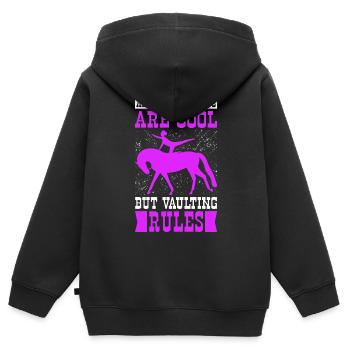Voltigieren Voltigierer Pferdesport Geschenk - Kinder Premium Organic Zip Hoodie - Schwarz - Hinten - AI Model Kid Male (0cm)