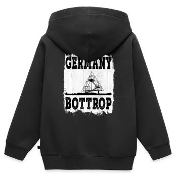 Bottrop Allemagne City Skyline Tétraèdre - Sweat Premium à capuche zippé enfant bio - noir - Dos - AI Model Kid Male (0cm)
