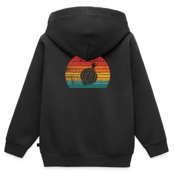 Onion Lover Retro Vegetables Vegan Gift idea - Kinder Premium Organic Zip Hoodie - Schwarz - Hinten - AI Model Kid Male (0cm)