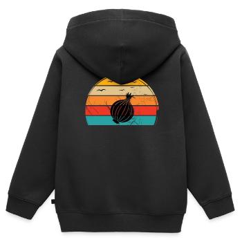 Onion Lover Retro Vegetables Vegan Gift idea - Kinder Premium Organic Zip Hoodie - Schwarz - Hinten - AI Model Kid Male (0cm)
