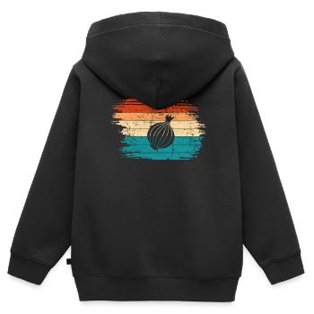 Onion Lover Retro Vegetables Vegan Gift idea - Kinder Premium Organic Zip Hoodie - Schwarz - Hinten - AI Model Kid Male (0cm)