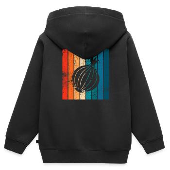 Onion Lover Retro Vegetables Vegan Gift idea - Kinder Premium Organic Zip Hoodie - Schwarz - Hinten - AI Model Kid Male (0cm)