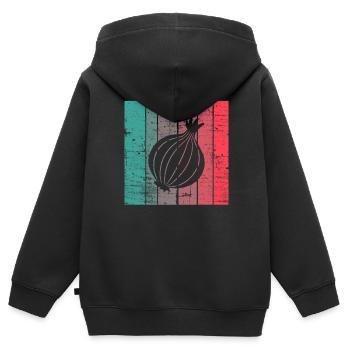 Onion Lover Retro Vegetables Vegan Gift idea - Kinder Premium Organic Zip Hoodie - Schwarz - Hinten - AI Model Kid Male (0cm)