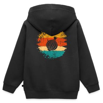 Onion Lover Retro Vegetables Vegan Gift idea - Kinder Premium Organic Zip Hoodie - Schwarz - Hinten - AI Model Kid Male (0cm)