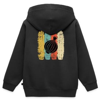 Onion Lover Retro Vegetables Vegan Gift idea - Kinder Premium Organic Zip Hoodie - Schwarz - Hinten - AI Model Kid Male (0cm)