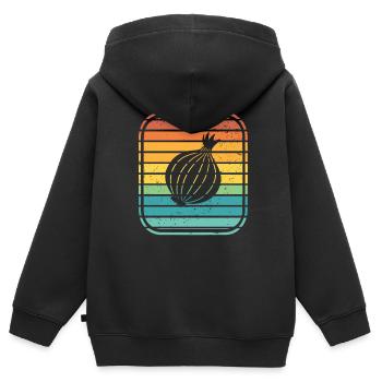 Onion Lover Retro Vegetables Vegan Gift idea - Kinder Premium Organic Zip Hoodie - Schwarz - Hinten - AI Model Kid Male (0cm)
