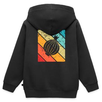 Onion Lover Retro Vegetables Vegan Gift idea - Kinder Premium Organic Zip Hoodie - Schwarz - Hinten - AI Model Kid Male (0cm)