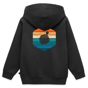Onion Lover Retro Vegetables Vegan Gift idea - Kinder Premium Organic Zip Hoodie - Schwarz - Hinten - AI Model Kid Male (0cm)
