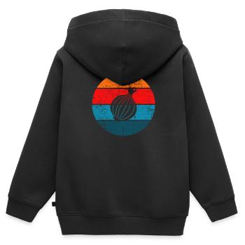 Onion Lover Retro Vegetables Vegan Gift idea - Kinder Premium Organic Zip Hoodie - Schwarz - Hinten - AI Model Kid Male (0cm)