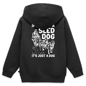 Mushing Sled Dogs Dog Sled Gift - Kids Premium Organic Zip-up Hoodie - black - Back - AI Model Kid Male (0cm)