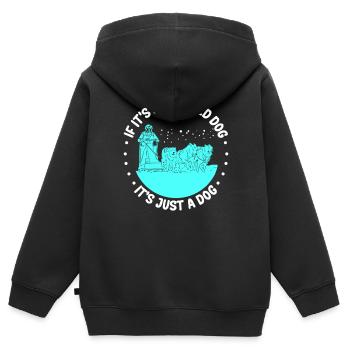 Mushing Sled Dogs | Dog Sled Gift - Kids Premium Organic Zip-up Hoodie - black - Back - AI Model Kid Male (0cm)
