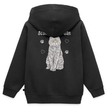 Scottish Folding Ear Cat Scottish Fold Gift - Kids Premium Organic Zip-up Hoodie - black - Back - AI Model Kid Male (0cm)
