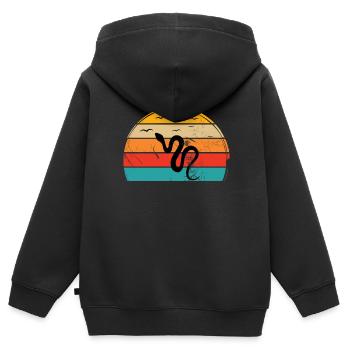 Snake Retro Reptile Python Gift idea - Kinder Premium Organic Zip Hoodie - Schwarz - Hinten - AI Model Kid Male (0cm)