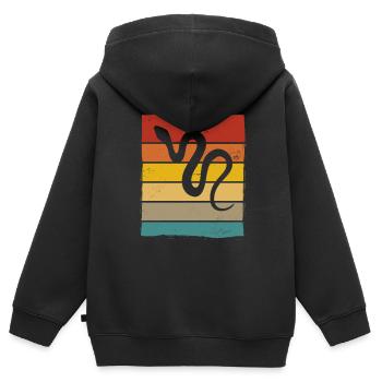 Snake Retro Reptile Python Gift idea - Kinder Premium Organic Zip Hoodie - Schwarz - Hinten - AI Model Kid Male (0cm)
