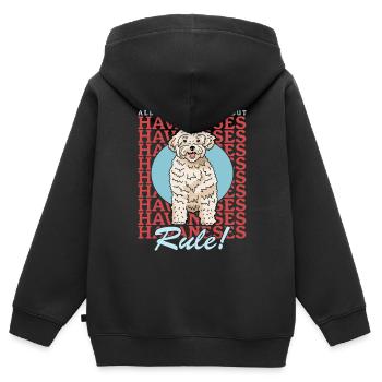 Chiens havanais Dog Owner Gift - Sweat Premium à capuche zippé enfant bio - noir - Dos - AI Model Kid Male (0cm)