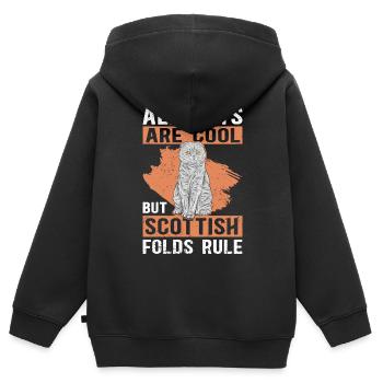 Scottish Folding Ear Cat Scottish Fold Gift - Kids Premium Organic Zip-up Hoodie - black - Back - AI Model Kid Male (0cm)