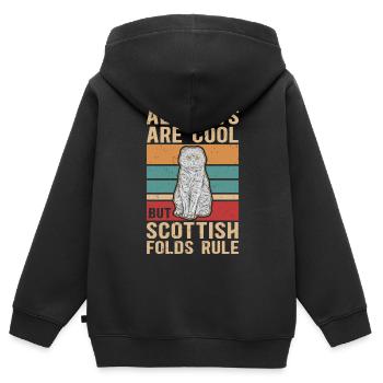 Scottish folding ear cat | Scottish Fold Gift - Kids Premium Organic Zip-up Hoodie - black - Back - AI Model Kid Male (0cm)