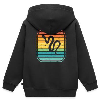 Snake Retro Reptile Python Gift idea - Kinder Premium Organic Zip Hoodie - Schwarz - Hinten - AI Model Kid Male (0cm)