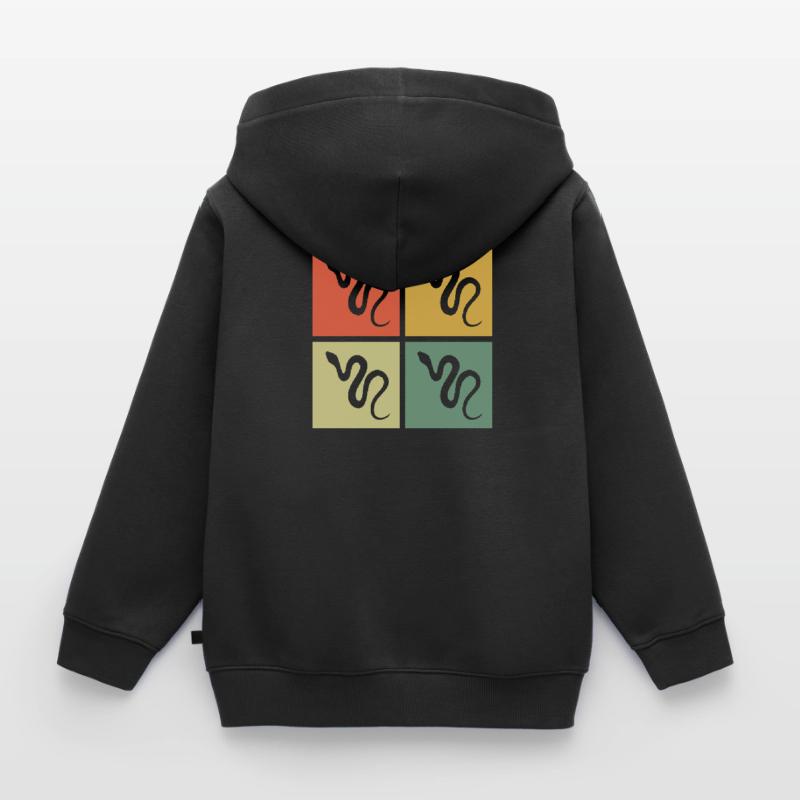 Snake Retro Reptile Python Idée cadeau Sweat Premium à capuche zippé enfant bio
