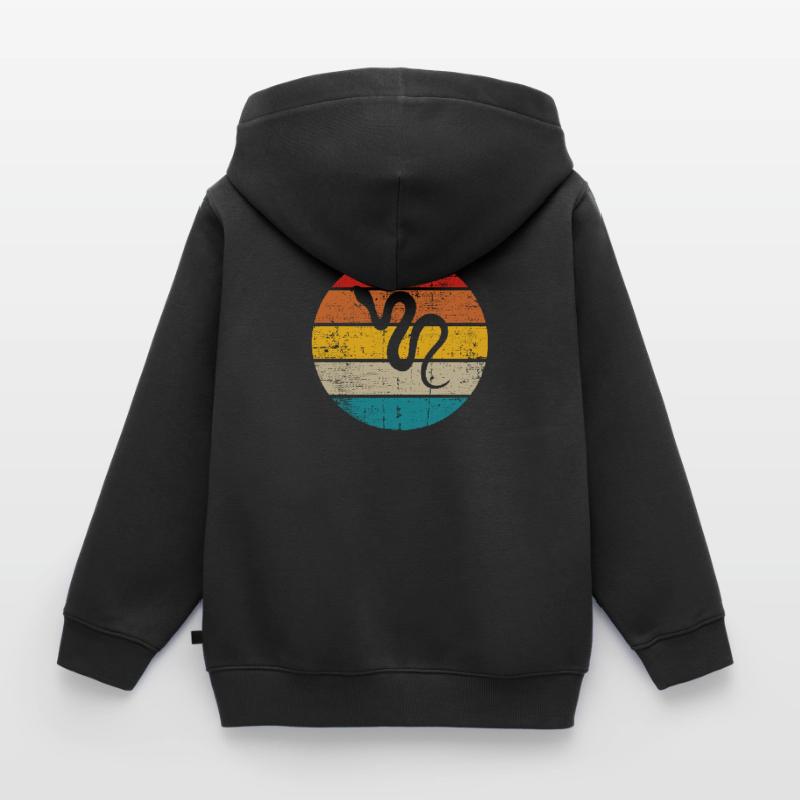 Snake Retro Reptile Python Idée cadeau Sweat Premium à capuche zippé enfant bio