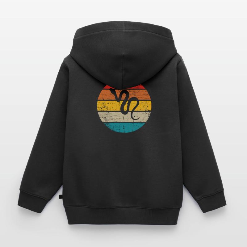 Snake Retro Reptile Python Idée cadeau Sweat Premium à capuche zippé enfant bio