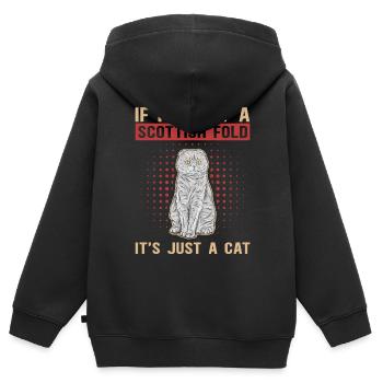 Scottish Folding Ear Cat Scottish Fold Gift - Kids Premium Organic Zip-up Hoodie - black - Back - AI Model Kid Male (0cm)