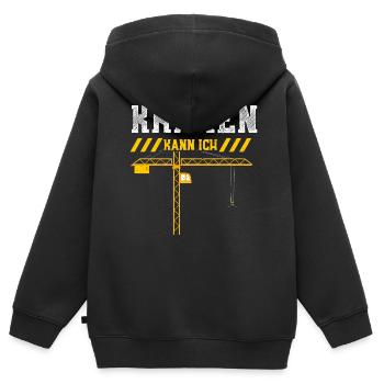 Kranen Kann Ich - Kinder Premium Organic Zip Hoodie - Schwarz - Hinten - AI Model Kid Male (0cm)