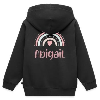 Abigail Name Rainbow - Kids Premium Organic Zip-up Hoodie - black - Back - AI Model Kid Male (0cm)