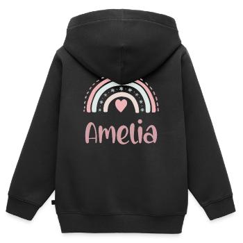 Amelia Name Rainbow - Kids Premium Organic Zip-up Hoodie - black - Back - AI Model Kid Male (0cm)