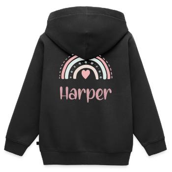 Harper nomme Rainbow - Sweat Premium à capuche zippé enfant bio - noir - Dos - AI Model Kid Male (0cm)