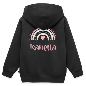 Isabella Name Regenbogen - Kinder Premium Organic Zip Hoodie - Schwarz - Hinten - AI Model Kid Male (0cm)