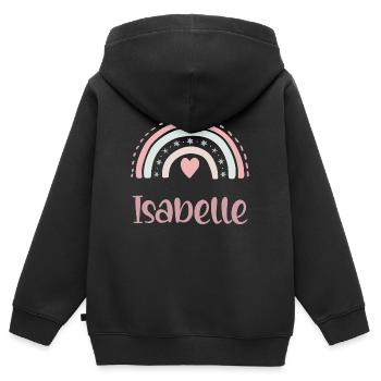 Isabelle Name Rainbow - Kids Premium Organic Zip-up Hoodie - black - Back - AI Model Kid Male (0cm)