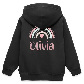 Olivia Name Rainbow - Kinder Premium Organic Zip Hoodie - Schwarz - Hinten - AI Model Kid Male (0cm)