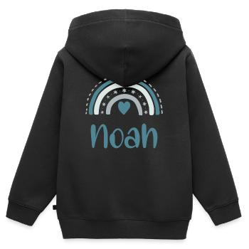 Noah Name Rainbow - Kids Premium Organic Zip-up Hoodie - black - Back - AI Model Kid Male (0cm)