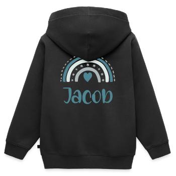 Jacob Name Regenbogen - Kinder Premium Organic Zip Hoodie - Schwarz - Hinten - AI Model Kid Male (0cm)