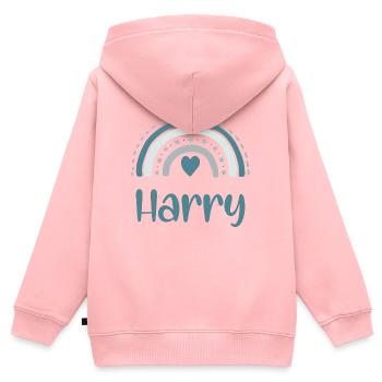 Harry Name Rainbow - Kids Premium Organic Zip-up Hoodie - rose - Back - AI Model Kid Female (0cm)