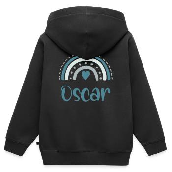 Oscar Name Rainbow - Kids Premium Organic Zip-up Hoodie - black - Back - AI Model Kid Male (0cm)
