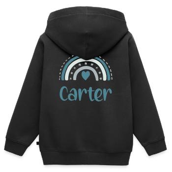 Carter Name Regenbogen - Kinder Premium Organic Zip Hoodie - Schwarz - Hinten - AI Model Kid Male (0cm)