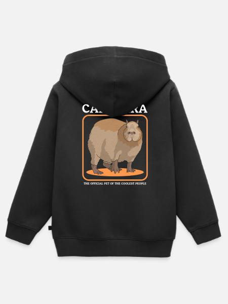 Capybara Wasserschwein Capybaras Geschenk - Hoodie Premium med dragkedja barn ekologisk - svart