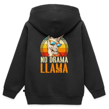 Pas de drame LLama - Sweat Premium à capuche zippé enfant bio - noir - Dos - AI Model Kid Male (0cm)
