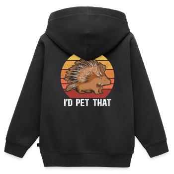 Stachelschwein | Stachelschweine Geschenk - Kinder Premium Organic Zip Hoodie - Schwarz - Hinten - AI Model Kid Male (0cm)