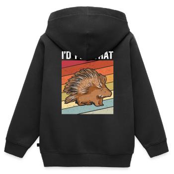 Stachelschweine Stachelschwein Geschenk - Kinder Premium Organic Zip Hoodie - Schwarz - Hinten - AI Model Kid Male (0cm)
