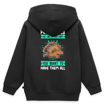 Stachelschweine Stachelschwein Geschenk - Kinder Premium Organic Zip Hoodie - Schwarz - Hinten - AI Model Kid Male (0cm)