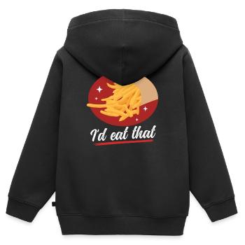 Frites restauration rapide frites restauration rapide cadeau - Sweat Premium à capuche zippé enfant bio - noir - Dos - AI Model Kid Male (0cm)