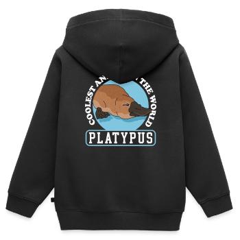 Ornithorynque Cadeau Ornithorynque - Sweat Premium à capuche zippé enfant bio - noir - Dos - AI Model Kid Male (0cm)