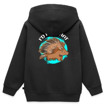 Stachelschwein | Stachelschweine Geschenk - Kinder Premium Organic Zip Hoodie - Schwarz - Hinten - AI Model Kid Male (0cm)