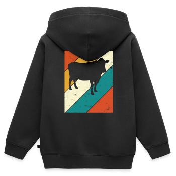 Cadeau de ferme laitière Cow Retro Moo Farmer - Sweat Premium à capuche zippé enfant bio - noir - Dos - AI Model Kid Male (0cm)
