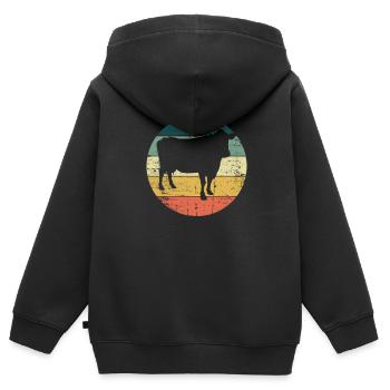 Cadeau de ferme laitière Cow Retro Moo Farmer - Sweat Premium à capuche zippé enfant bio - noir - Dos - AI Model Kid Male (0cm)