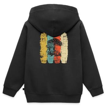 Champignons Champignons Crapaud Crapaud Cadeau Rétro - Sweat Premium à capuche zippé enfant bio - noir - Dos - AI Model Kid Male (0cm)