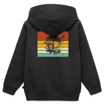 Champignons Champignons Crapaud Crapaud Cadeau Rétro - Sweat Premium à capuche zippé enfant bio - noir - Dos - AI Model Kid Male (0cm)
